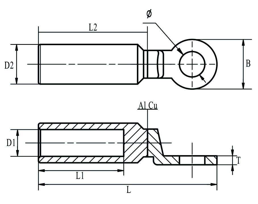 Cosses bimétalliques DTL-2-S